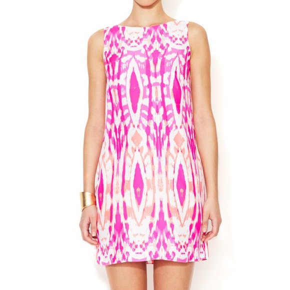 ALICE & TRIXIE 100% Silk Pink Ikat Mini Dress - Picture 2 of 11